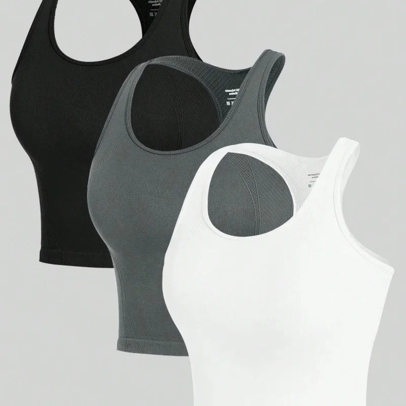 3 Piece Yoga Vest Women Gym Sports Racerback