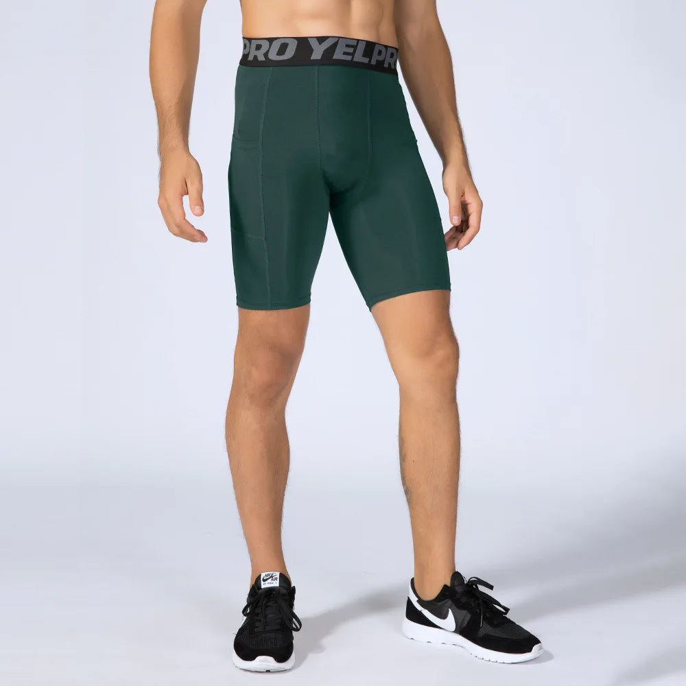 Men's Compression Running Shorts, Zip Pocket