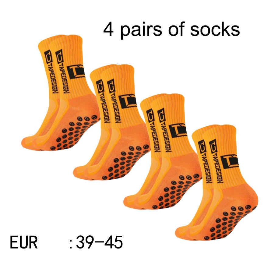 Mid-Calf Anti-Slip Football Socks, 4 Pairs