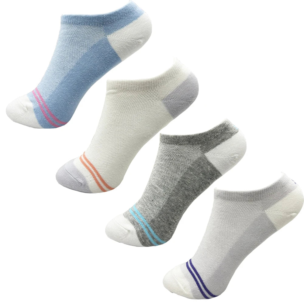 4 Pairs Cotton Women's Boat Socks No Show