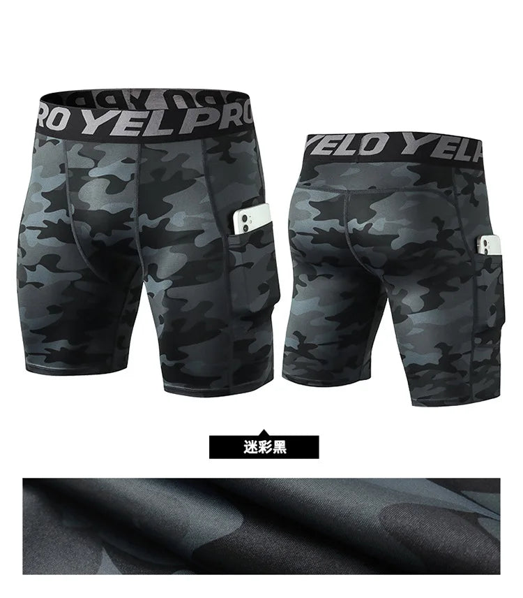 Sports Shorts Men Compression Running Shorts Pocket Quick