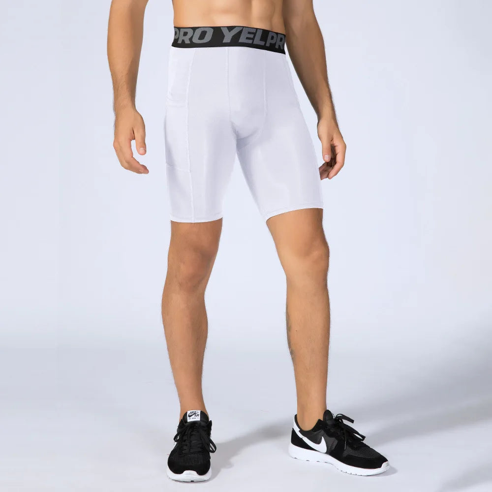 Sports Shorts Men Compression Running Shorts Pocket Quick