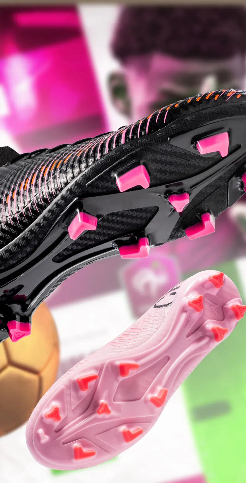 Unisex Soccer Shoes High-Tops Lace-Up Non-Slip Spikes Outdoor