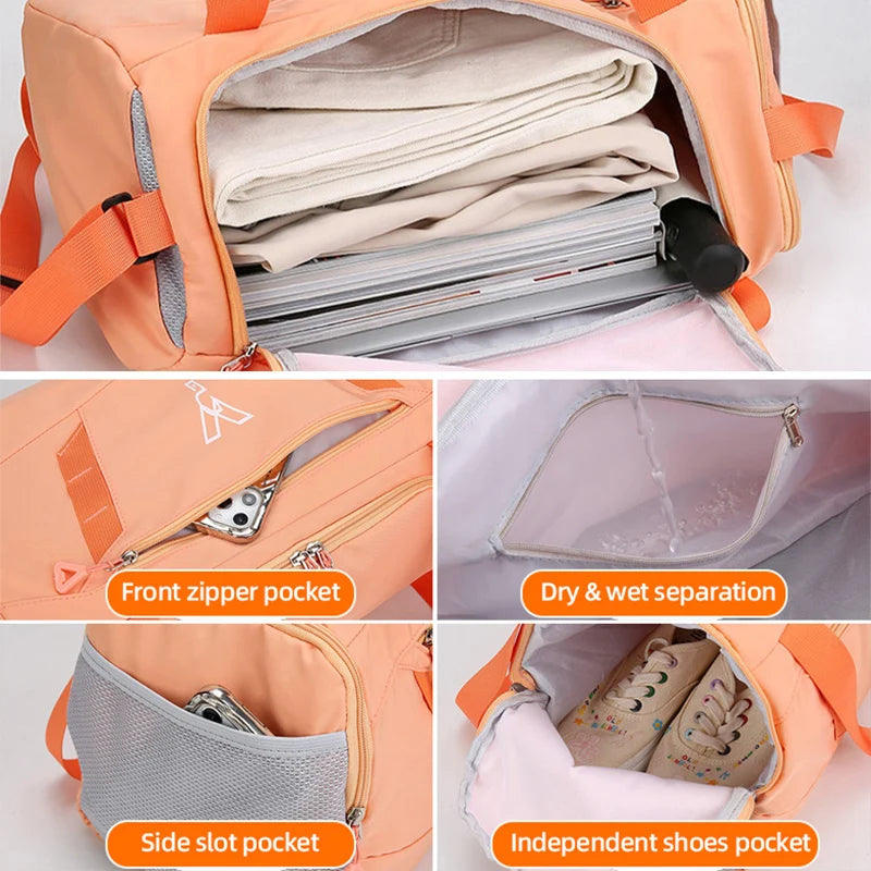 Women's Waterproof Gym Bag with Shoe Pocket