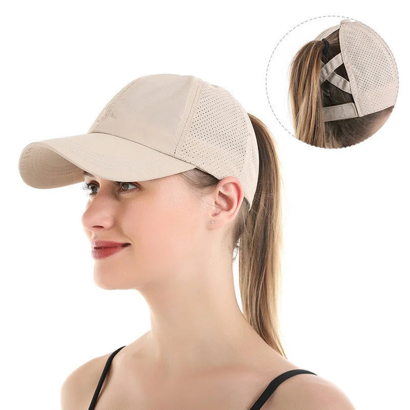 Women's Cross-Back Ponytail Baseball Cap
