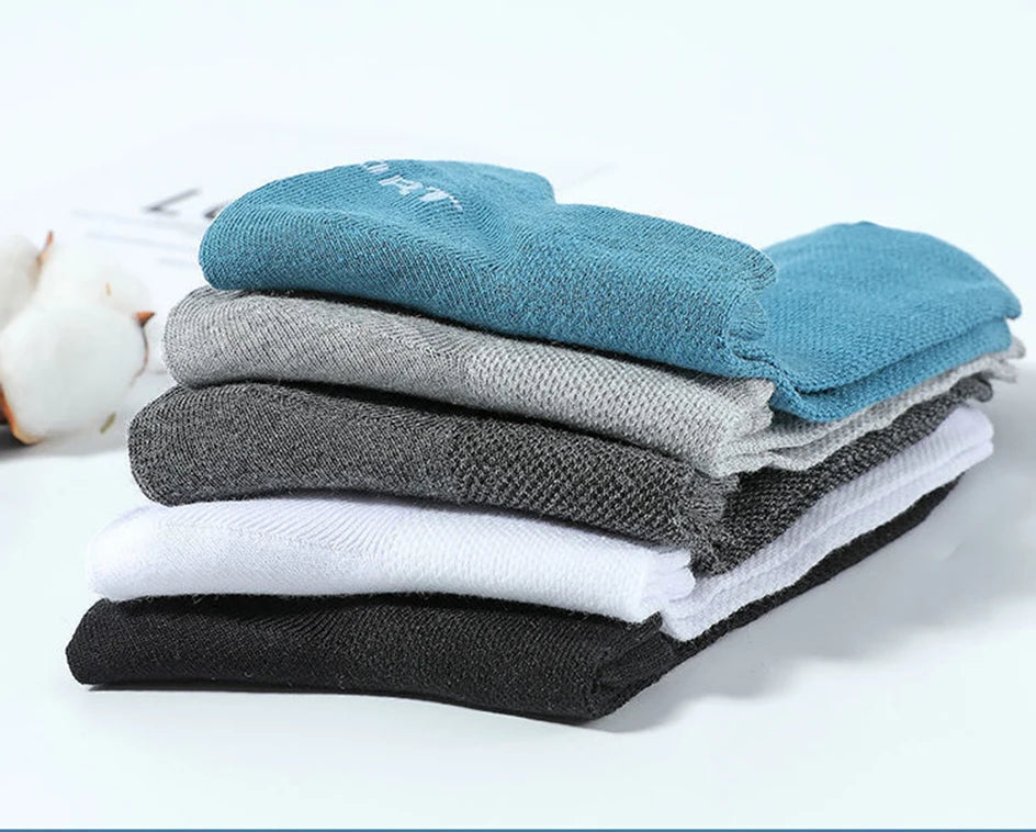 Men's Cotton Trainer Socks, 5 Pairs