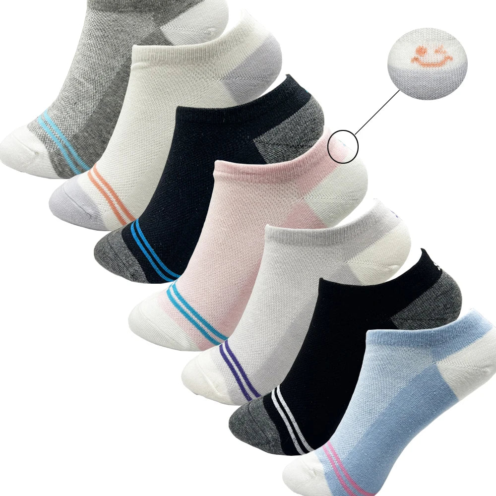 4 Pairs Cotton Women's Boat Socks No Show