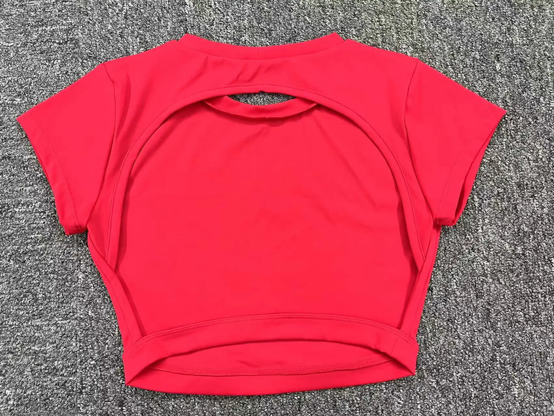 Women's Breathable Short-Sleeve Gym Crop Top
