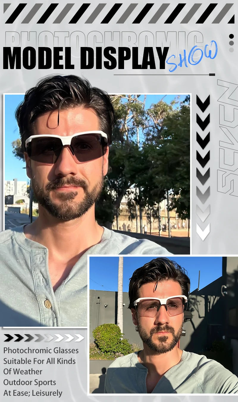 SCVCN Photochromic Cycling Glasses Men MTB Cycling Sunglasses