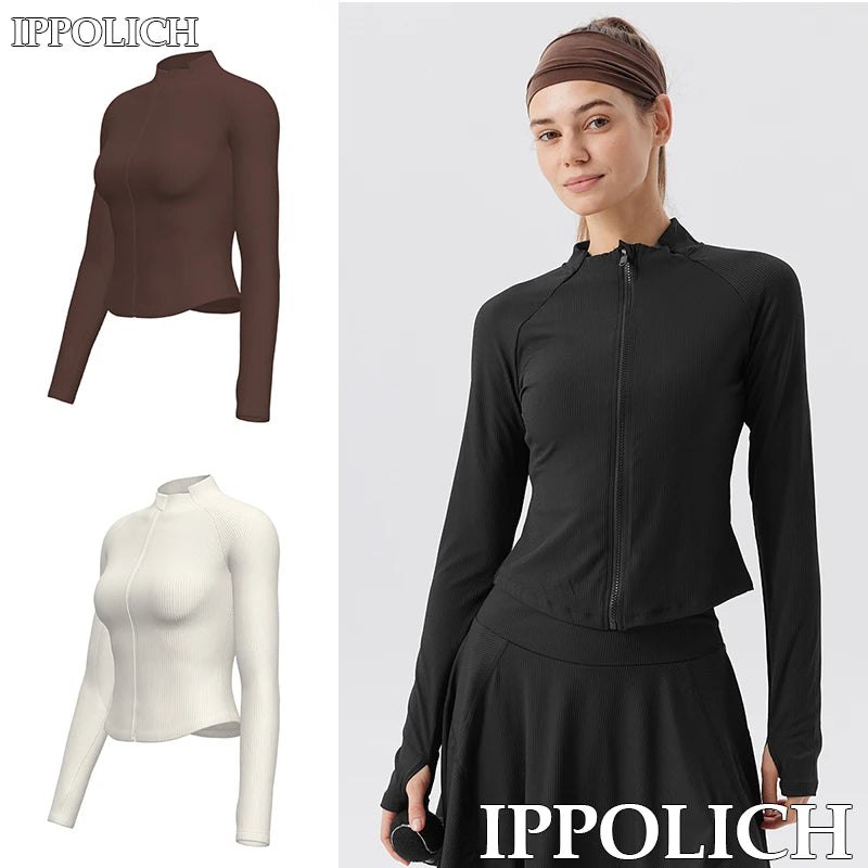 Summer Yoga Coat Women Yoga Fitness Wear Zipper