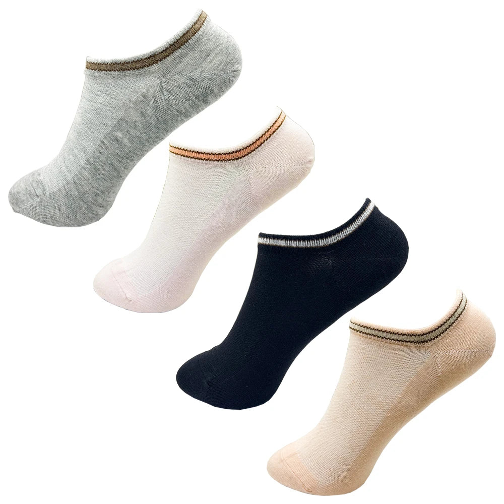 4 Pairs Cotton Women's Boat Socks No Show