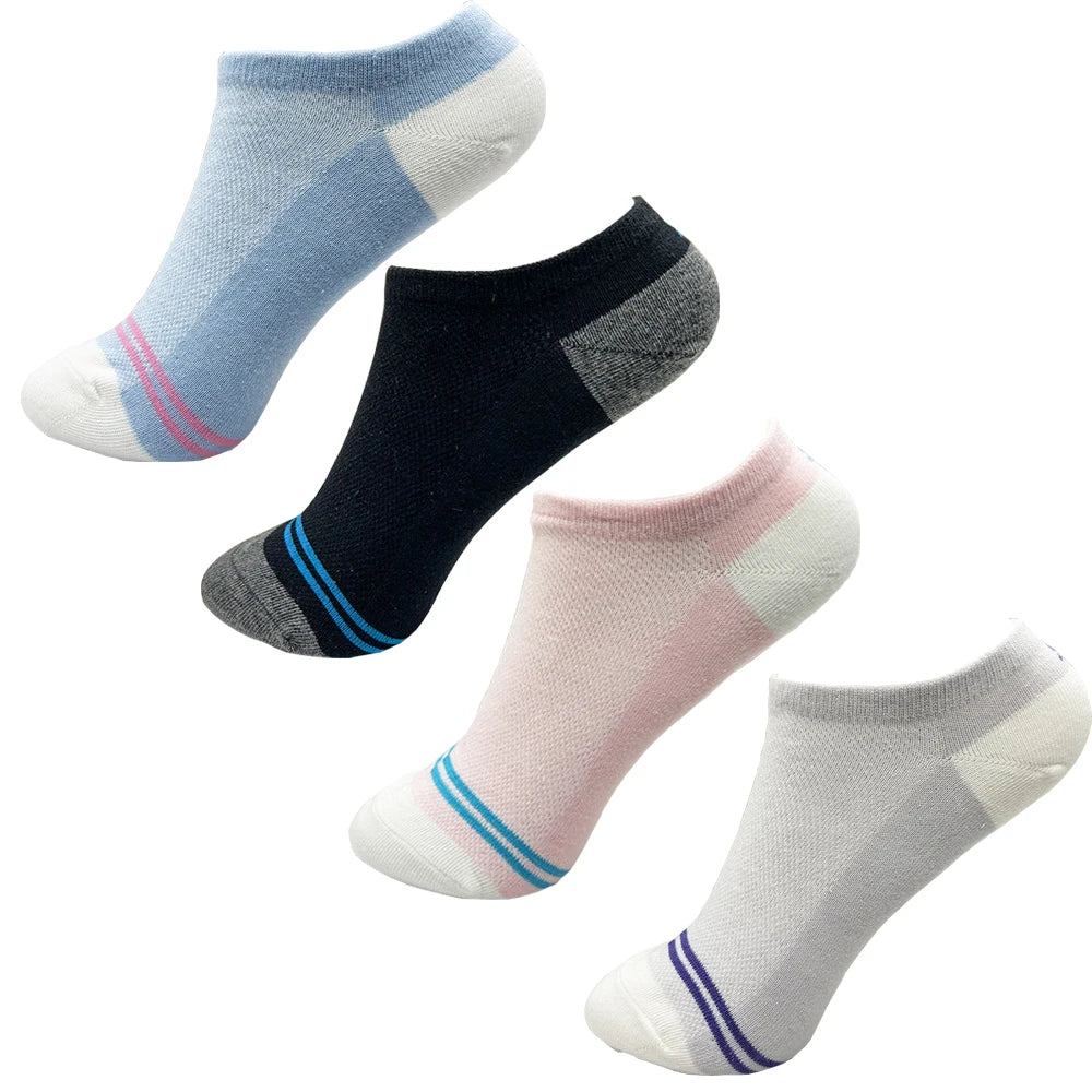 4 Pairs Cotton Women's Boat Socks No Show