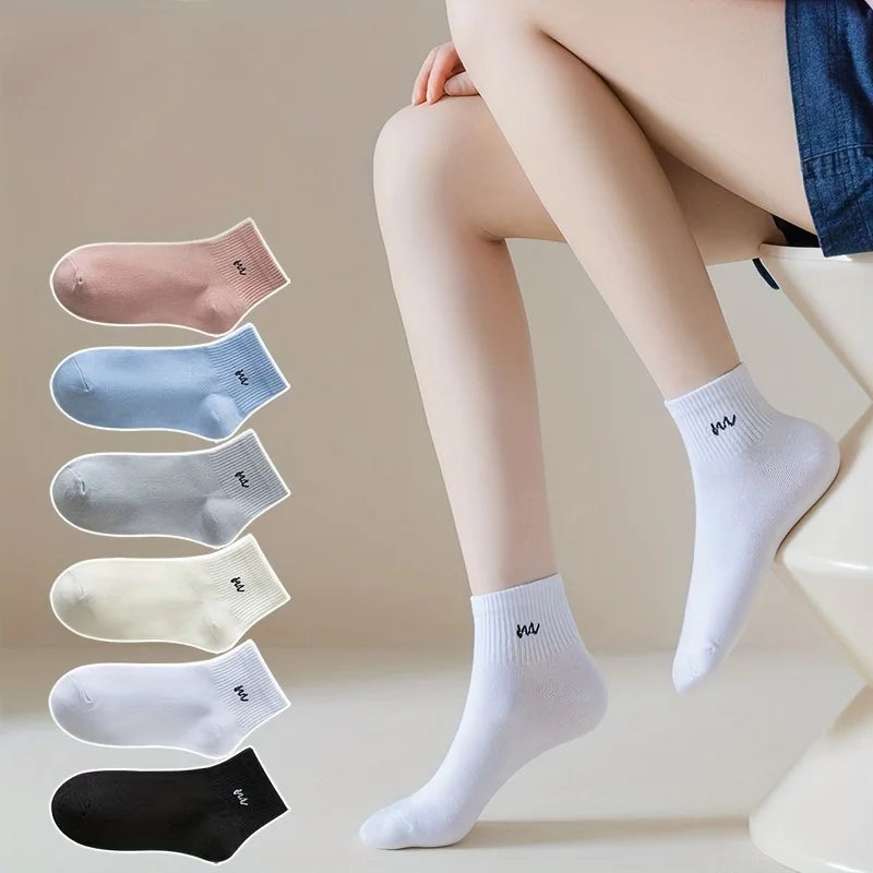 5 Pairs Letter Print Socks Comfy & Breathable