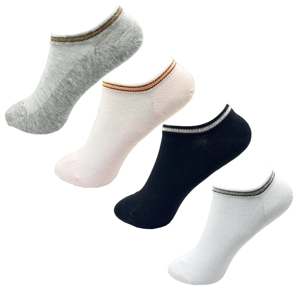 4 Pairs Cotton Women's Boat Socks No Show