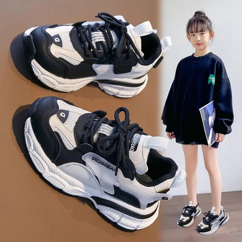 Girls' Spring-Autumn New Sports Shoes: Breathable Mesh Upper