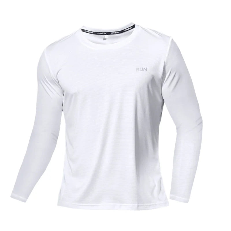Summer Ice Silk Long Sleeve T-Shirt Men 2023