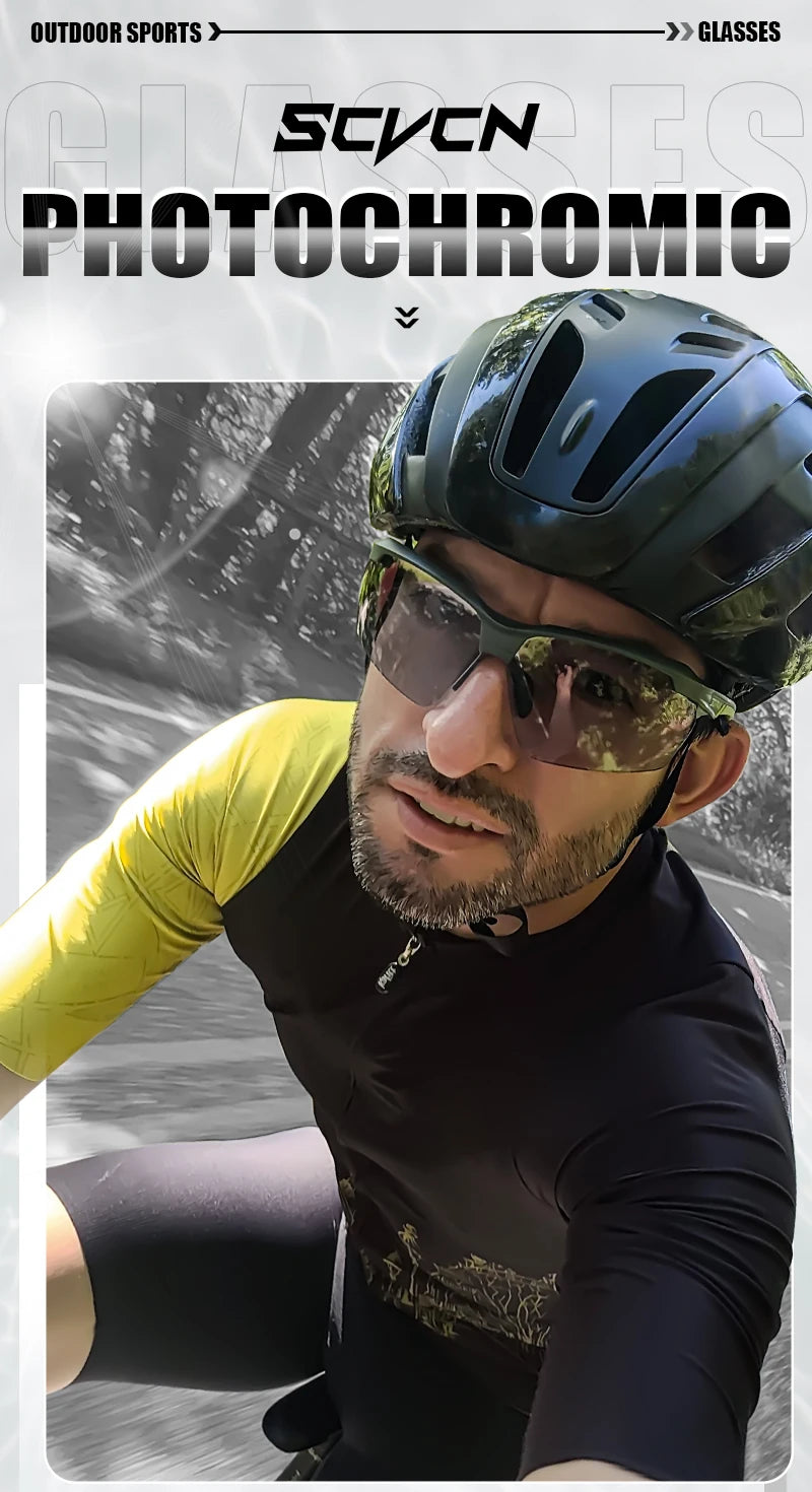 SCVCN Photochromic Cycling Glasses Men MTB Cycling Sunglasses