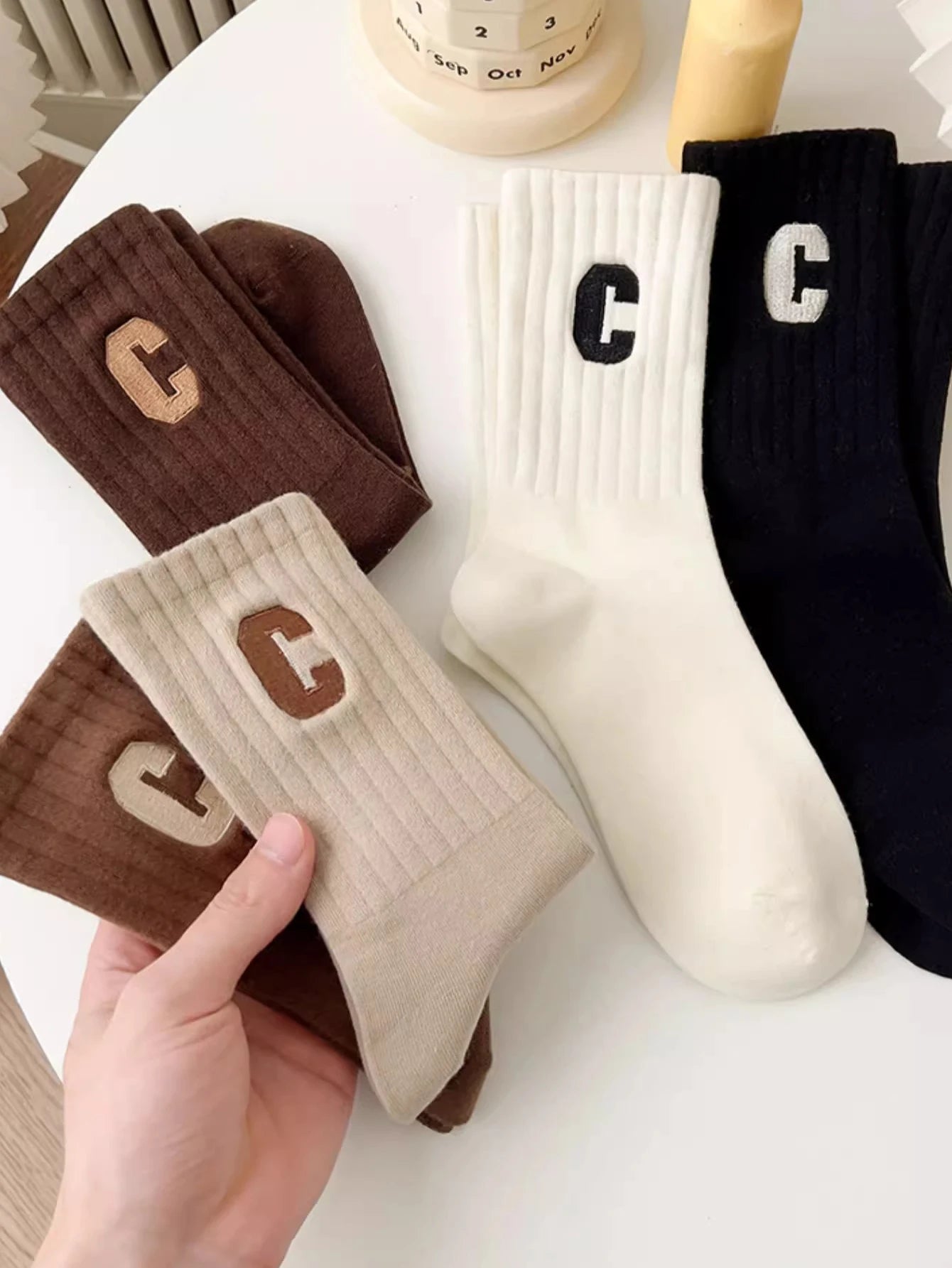 5 Pairs Letter Print Socks Comfy & Breathable