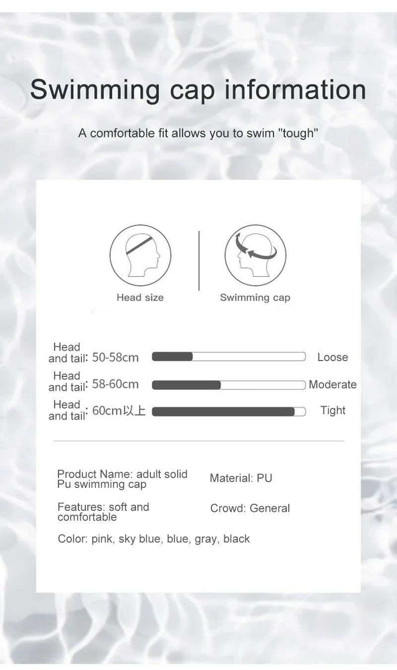 PU Coated Swimming Cap Unisex Comfortable Summer Swimming