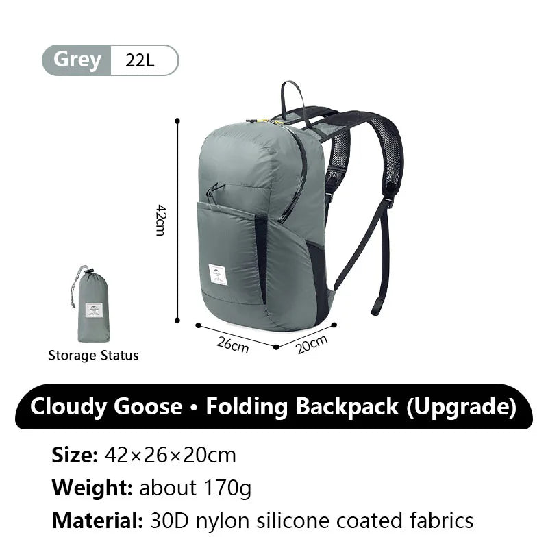 Naturehike Cloudy Goose 18L 22L Silicone Folding Backpack