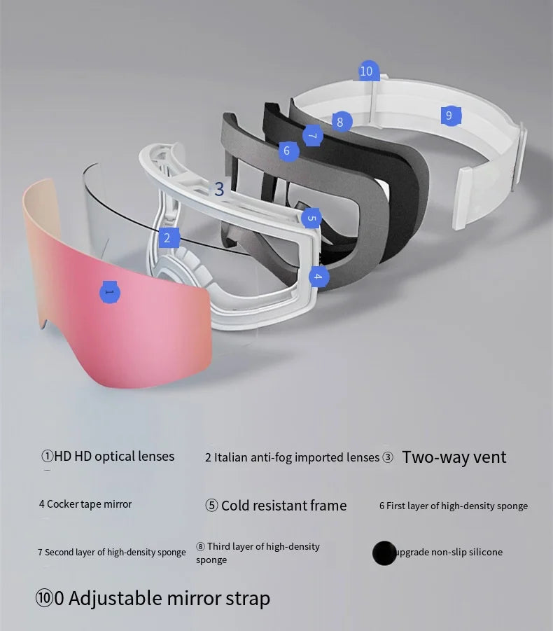 Unisex Anti-Fog Ski and Snowboard Goggles, image 6 of 30