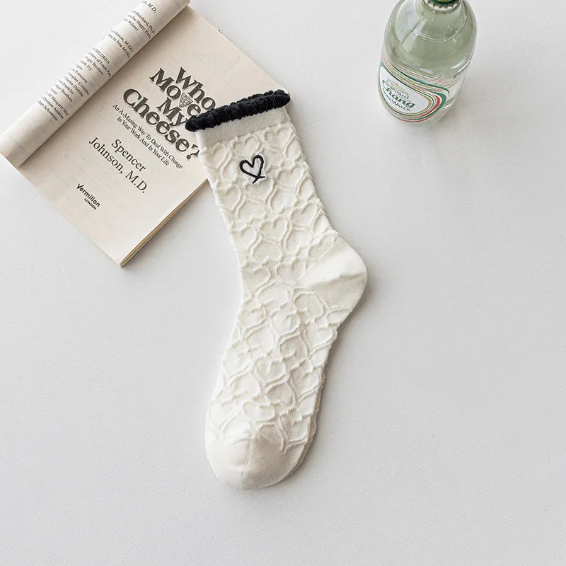 Women's Retro Embroidered Heart or Flower Socks, image 14 of 15