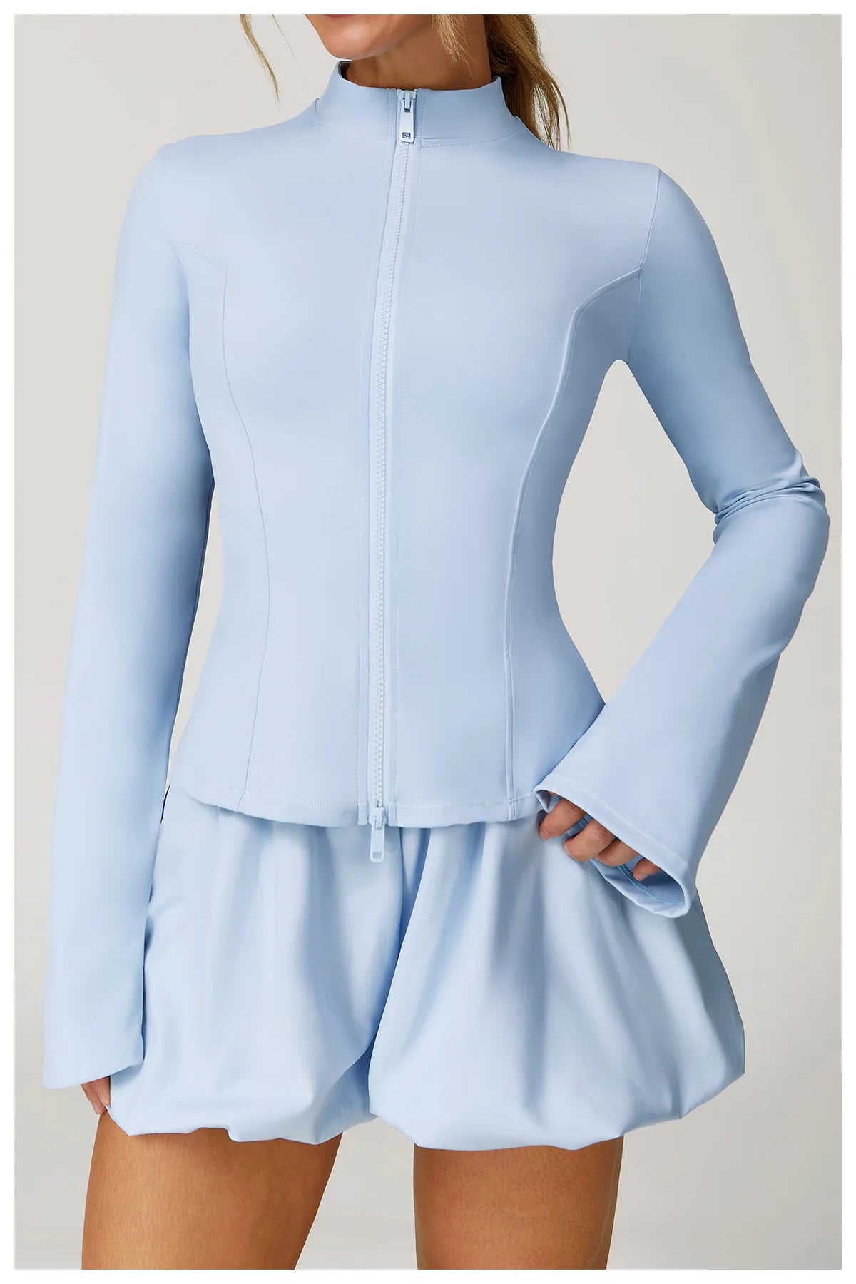 Zipper Jacket Women Yoga T-shirts Solid Sports Top