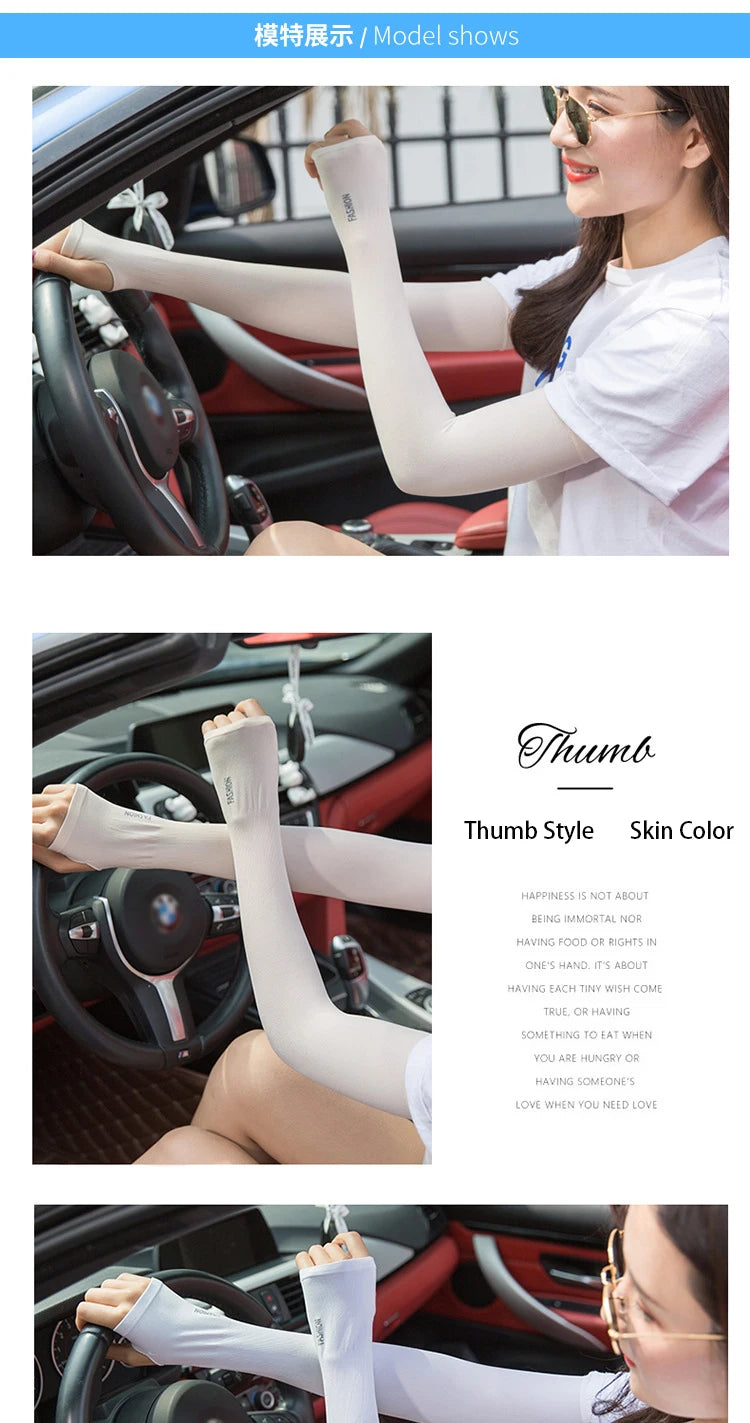 Anti-UV Arm Covers Men Women Cycling Fingerless Gloves