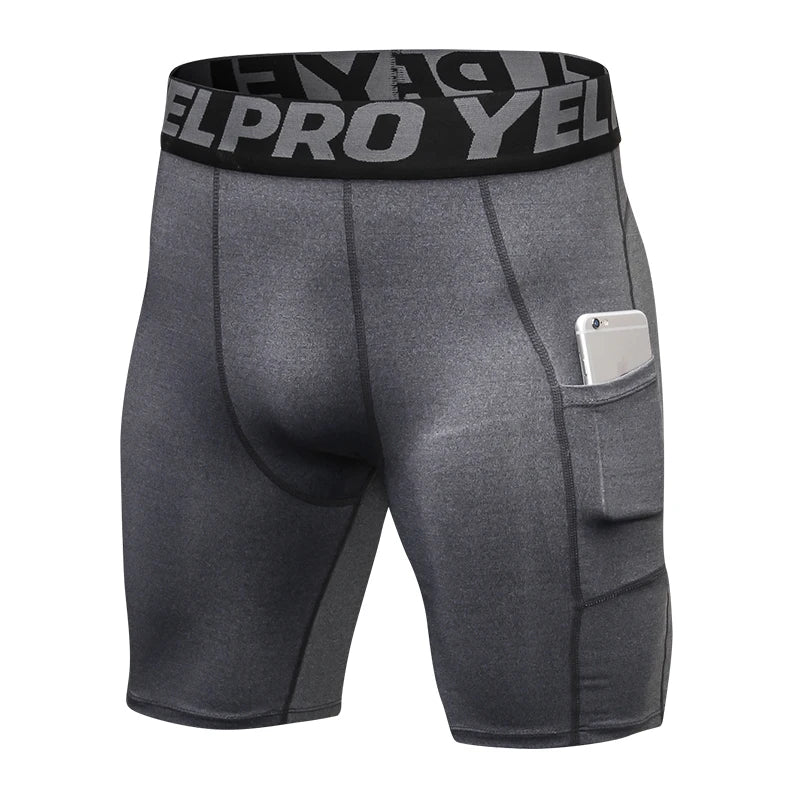 Men's Compression Running Shorts, Zip Pocket