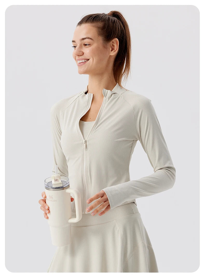 Summer Yoga Coat Women Yoga Fitness Wear Zipper