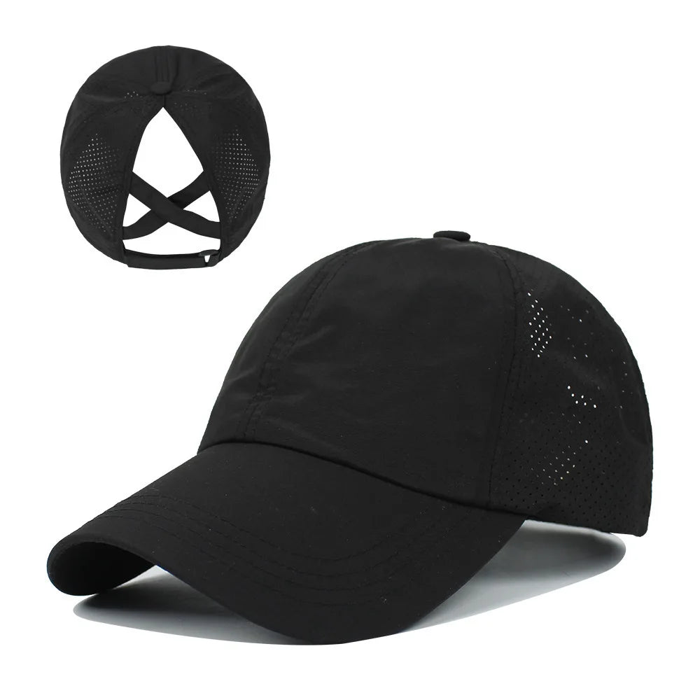 Women's Cross-Back Ponytail Baseball Cap