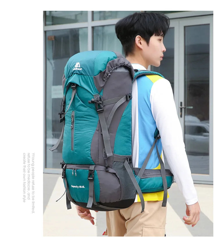 70L Nylon Camping Backpack with Rain Cover, image 21 of 30