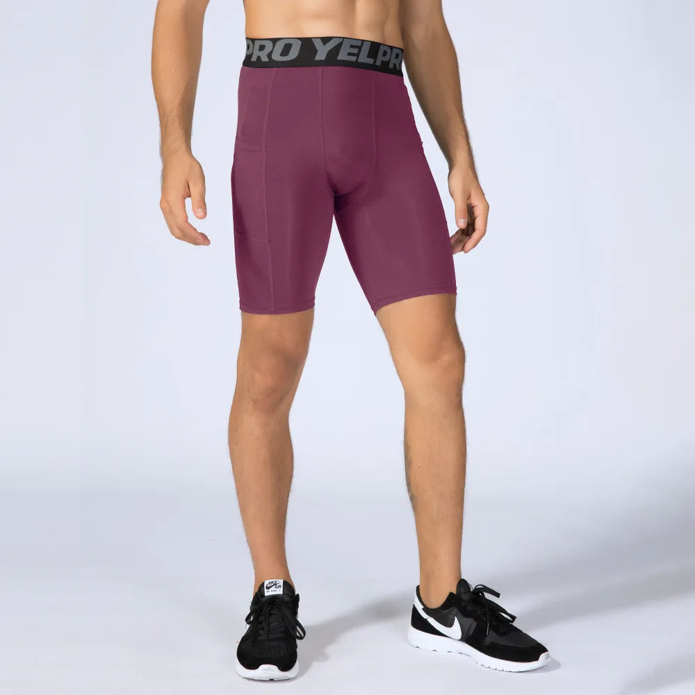 Sports Shorts Men Compression Running Shorts Pocket Quick
