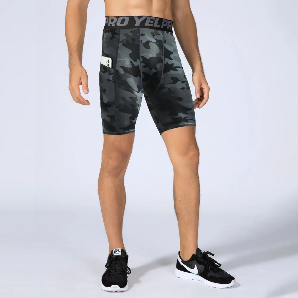 Sports Shorts Men Compression Running Shorts Pocket Quick