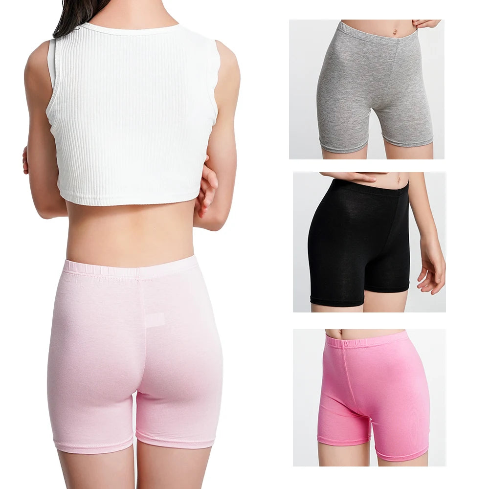 High Waist Girls Safety Pants 6pcs Premium Solid