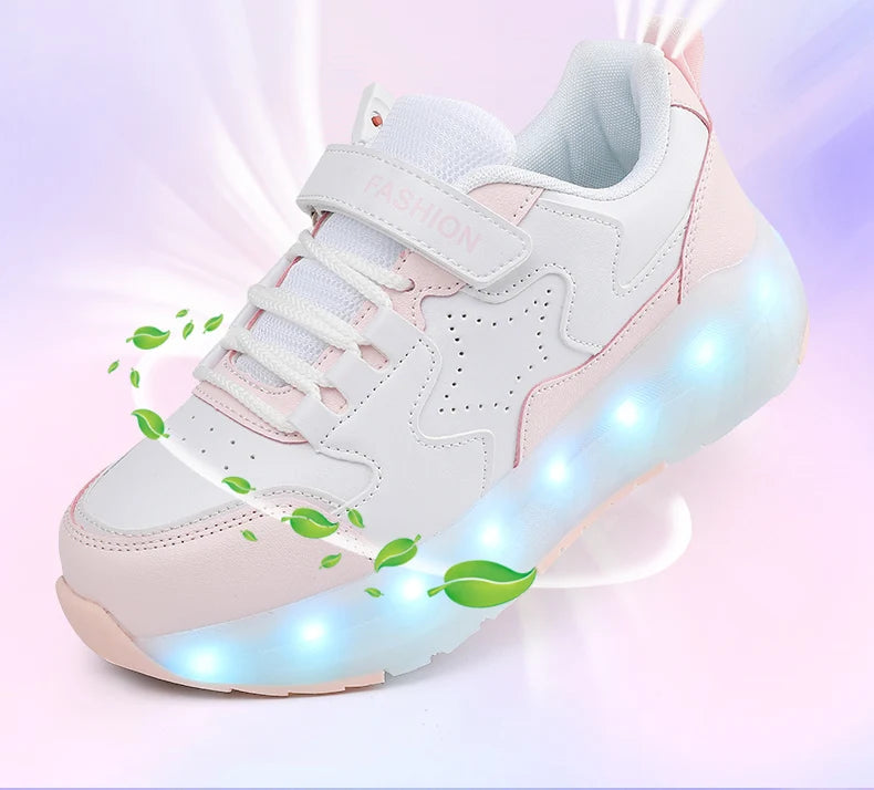 Kids' USB-Charging LED Light-Up Roller Shoes