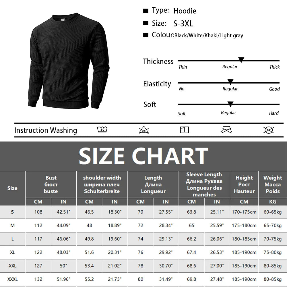 Men's Crew Neck Sweatshirts Spring Autumn Warm Basic