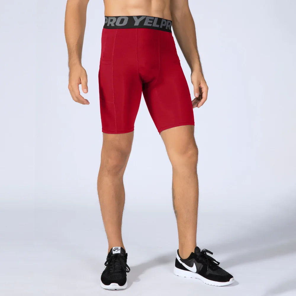 Sports Shorts Men Compression Running Shorts Pocket Quick