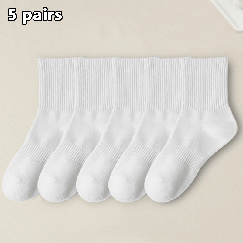 5Pairs Brand Men Cotton New Style White Socks