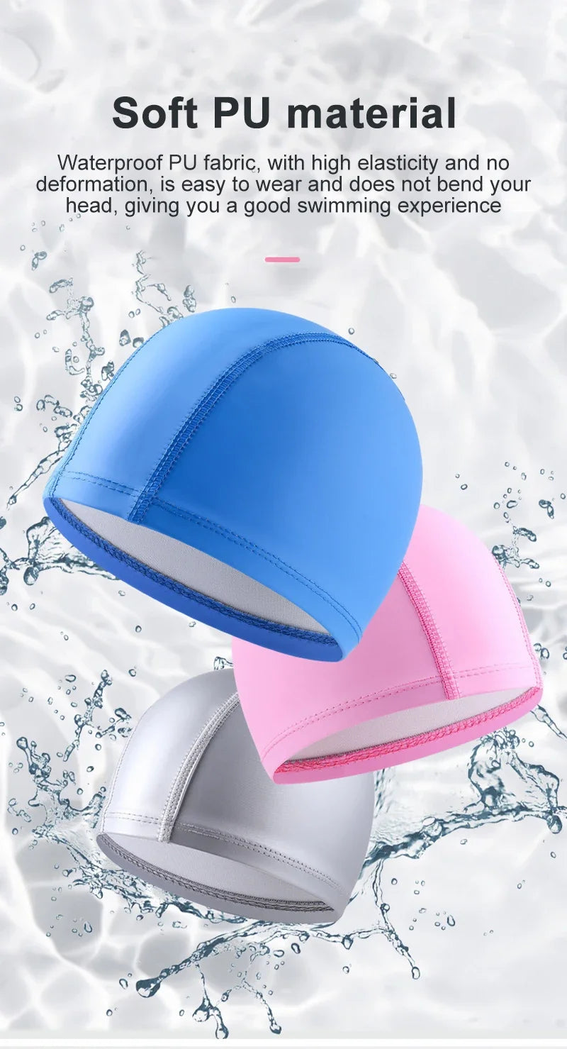 PU Coated Swimming Cap Unisex Comfortable Summer Swimming