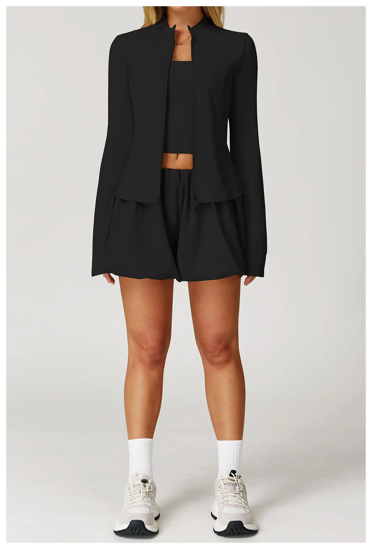 Zipper Jacket Women Yoga T-shirts Solid Sports Top