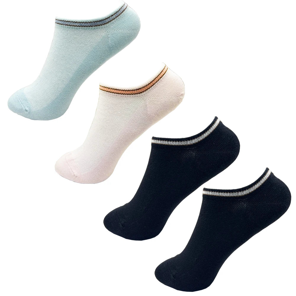 4 Pairs Cotton Women's Boat Socks No Show
