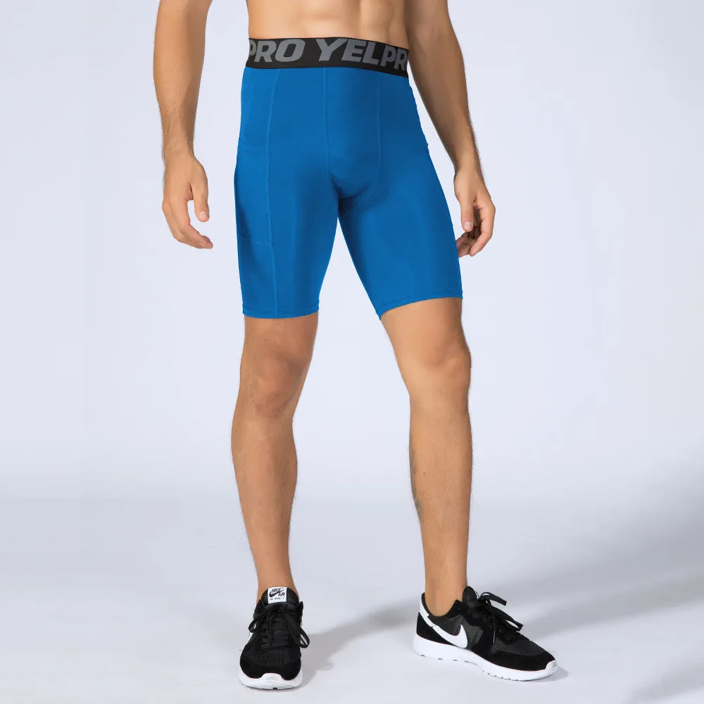 Sports Shorts Men Compression Running Shorts Pocket Quick