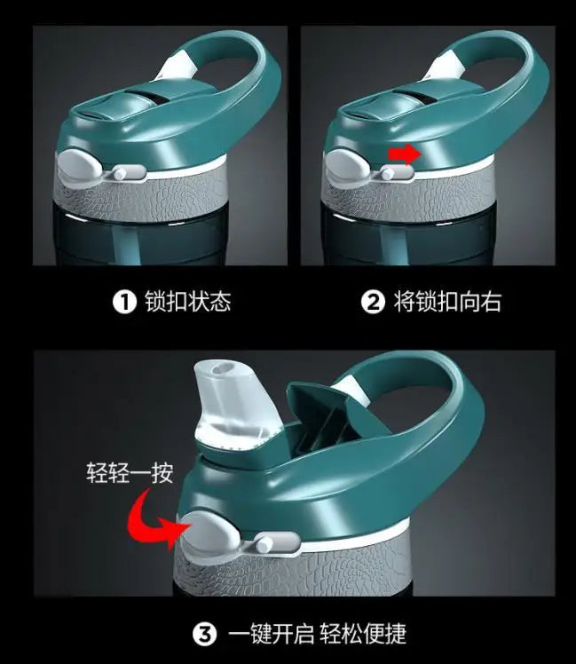 750ml/1000ml Tritan Material Water Bottle Straw Eco-Friendly Durable