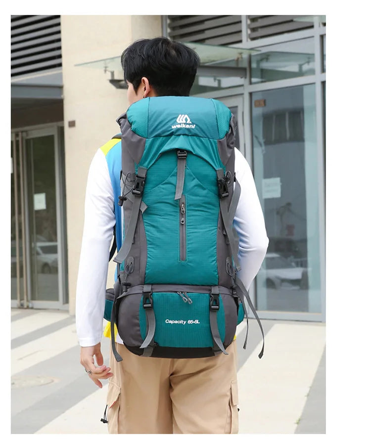 70L Nylon Camping Backpack with Rain Cover, image 20 of 30
