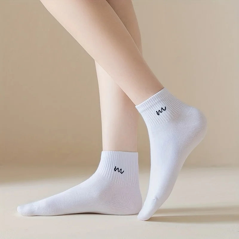 Letter Print Breathable Socks, 2-10 Pairs