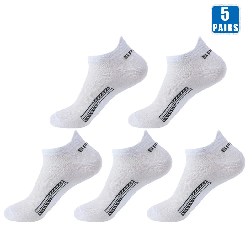 Men's Cotton Trainer Socks, 5 Pairs