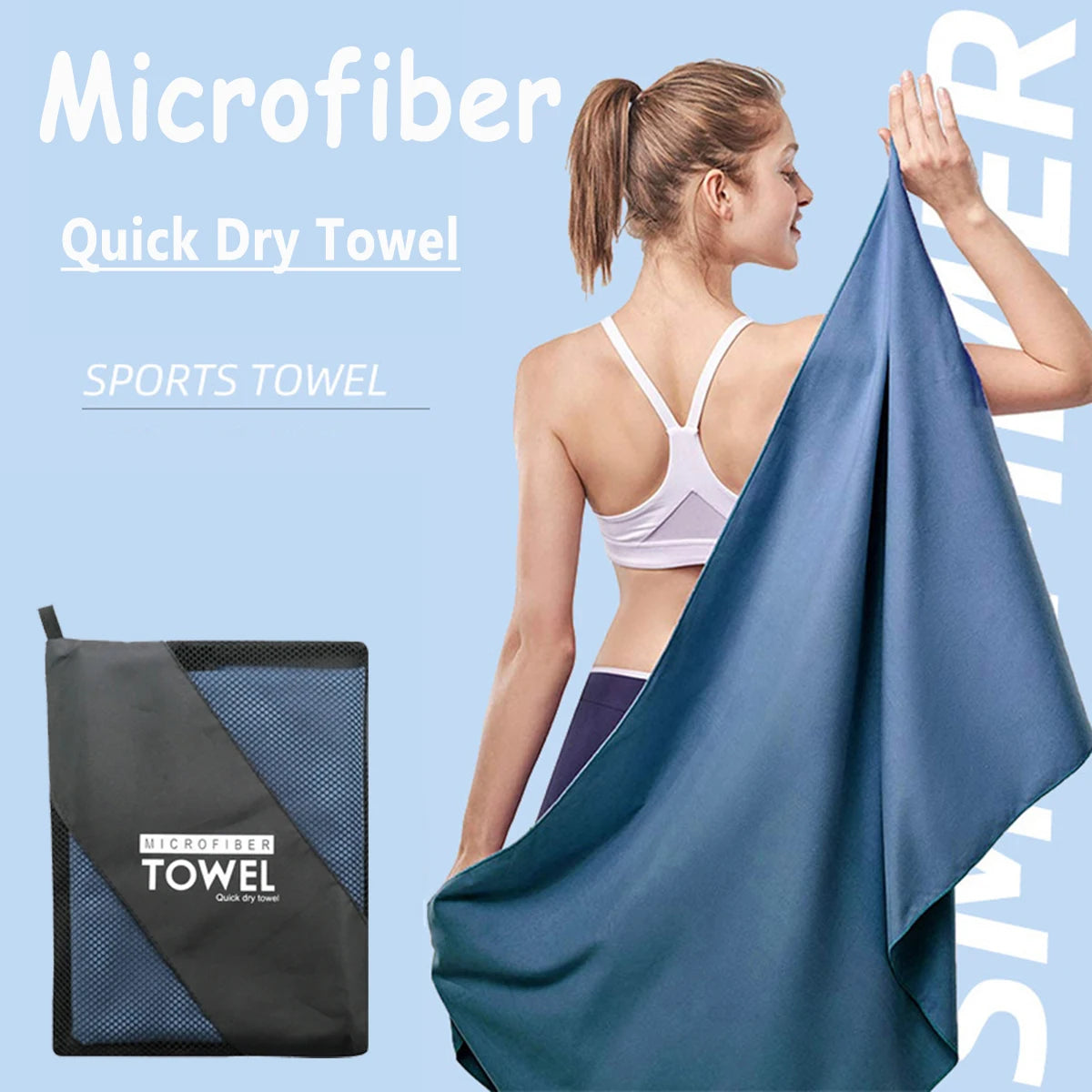 Quick-Drying Sports Towel 40x80/80x160CM Blue Grey Green Orange