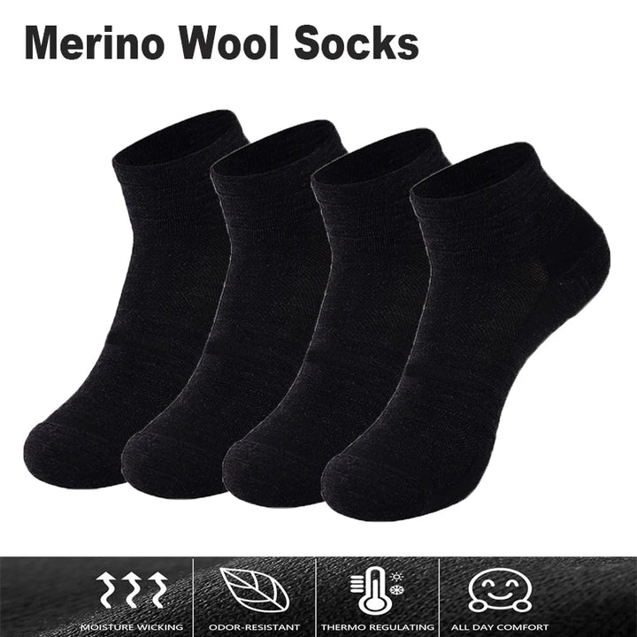 Unisex 65% Merino Ankle Socks, 1, 3 or 4 Pairs