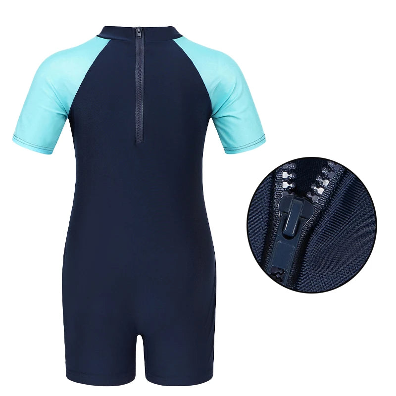 Baby Boy One-piece Swimsuit Short Sleeve Swimwear Kids